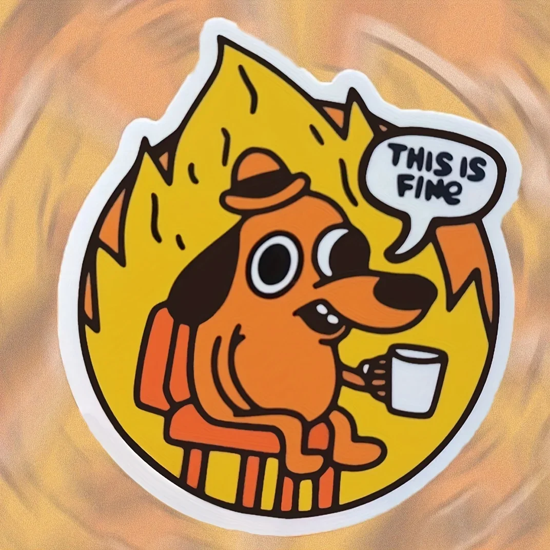 

1pc Funny "This Is Good" Stickers Cartoon Dog Flame Meme Vinyl Decals Waterproof for Car Laptop Window