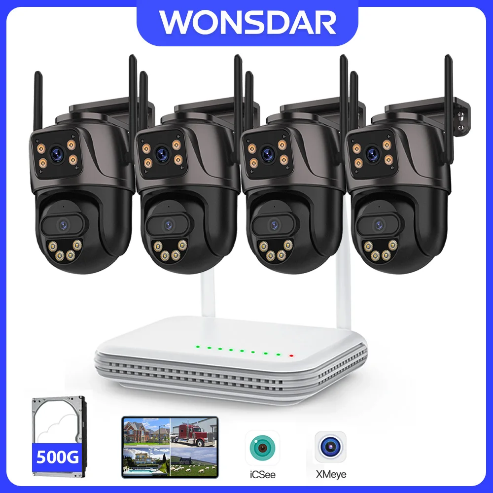 WONSDAR NVR Kit Wifi caméra IP extérieure 8CH système caméra de Surveillance vidéo 6MP HD H.265 sécurité à domicile CCTV double écran P2P