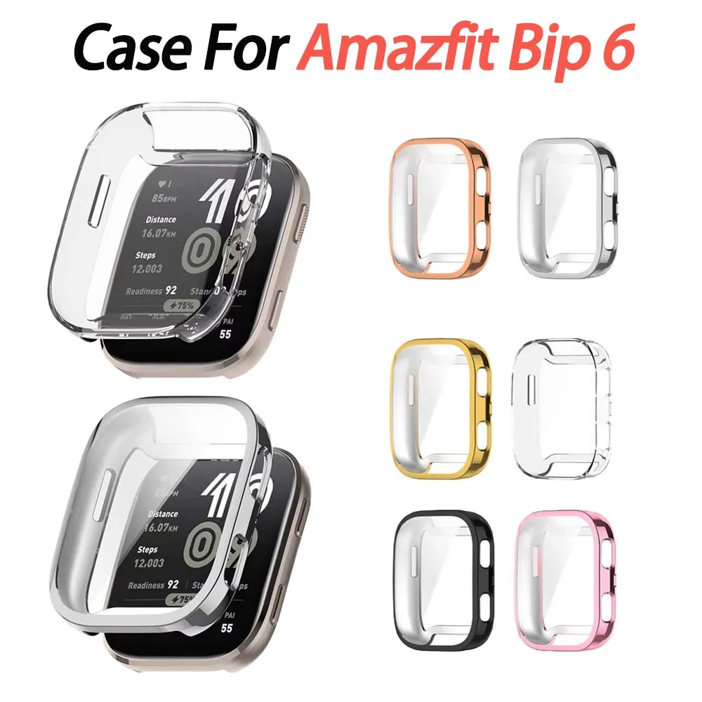 Soft TPU Case for Amazfit Bip 6 Protective Full Screen Protector Protective Electroplated Transparent Cover on Amazfit Bip6