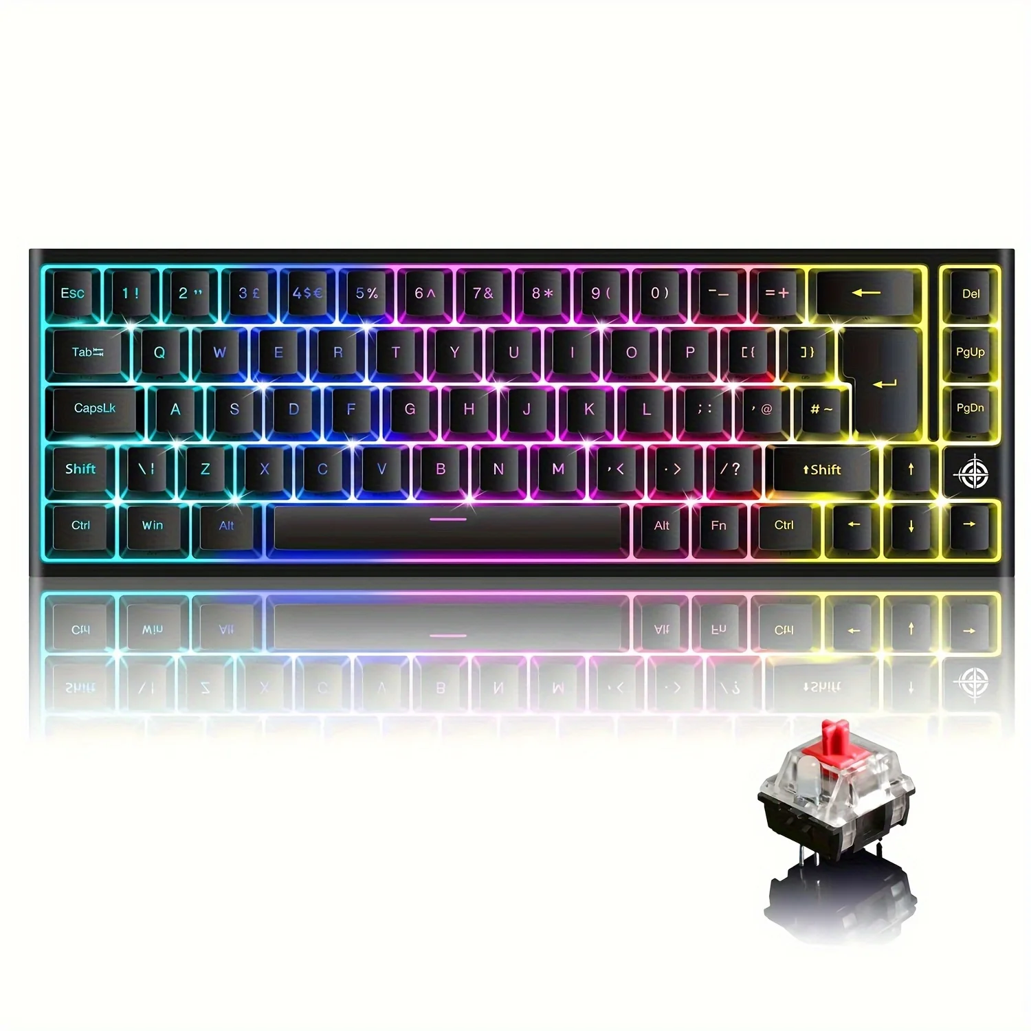 60% механическая мини-клавиатура, проводная игровая клавиатура с RGB-подсветкой хрома, кистевой красный переключатель