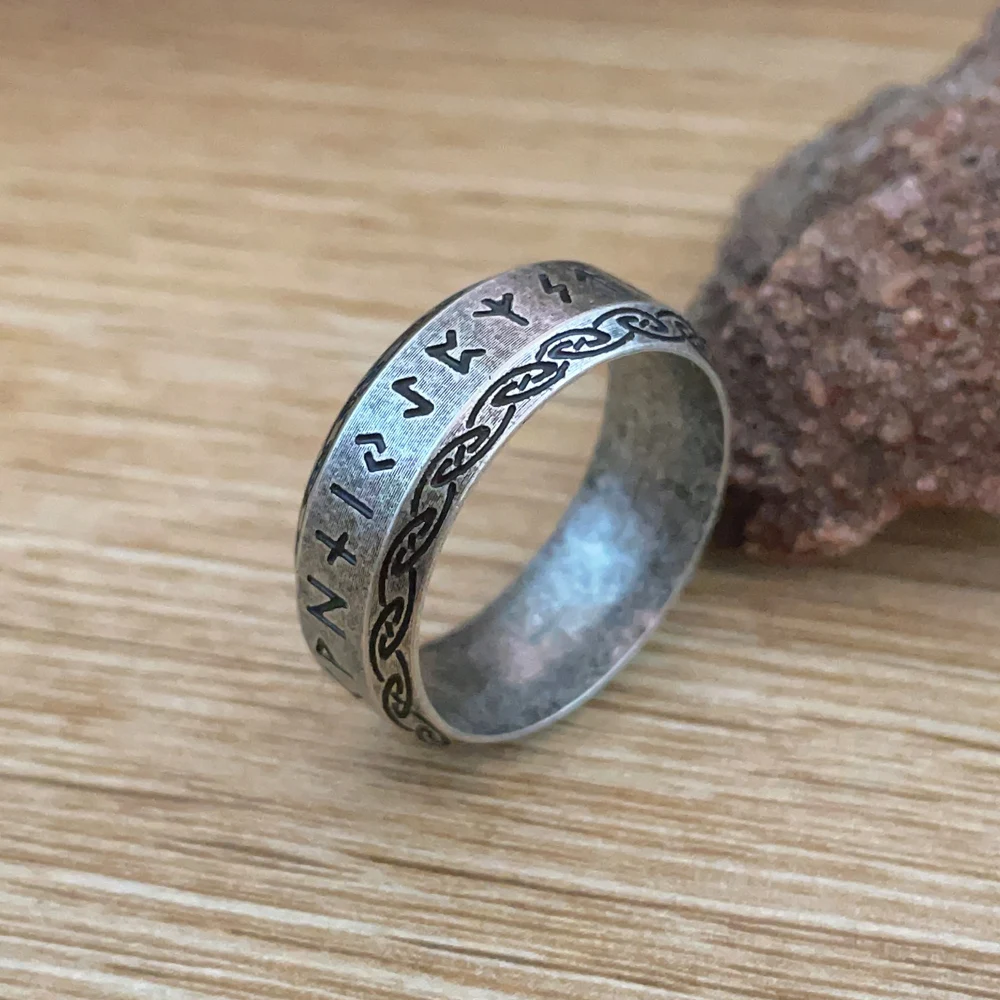 Vintage Viking Rune Ring Men Women Punk Simple Nordic Valknut Vikings Ring Stainless Steel Biker Amulet Jewelry Wholesale view 6
