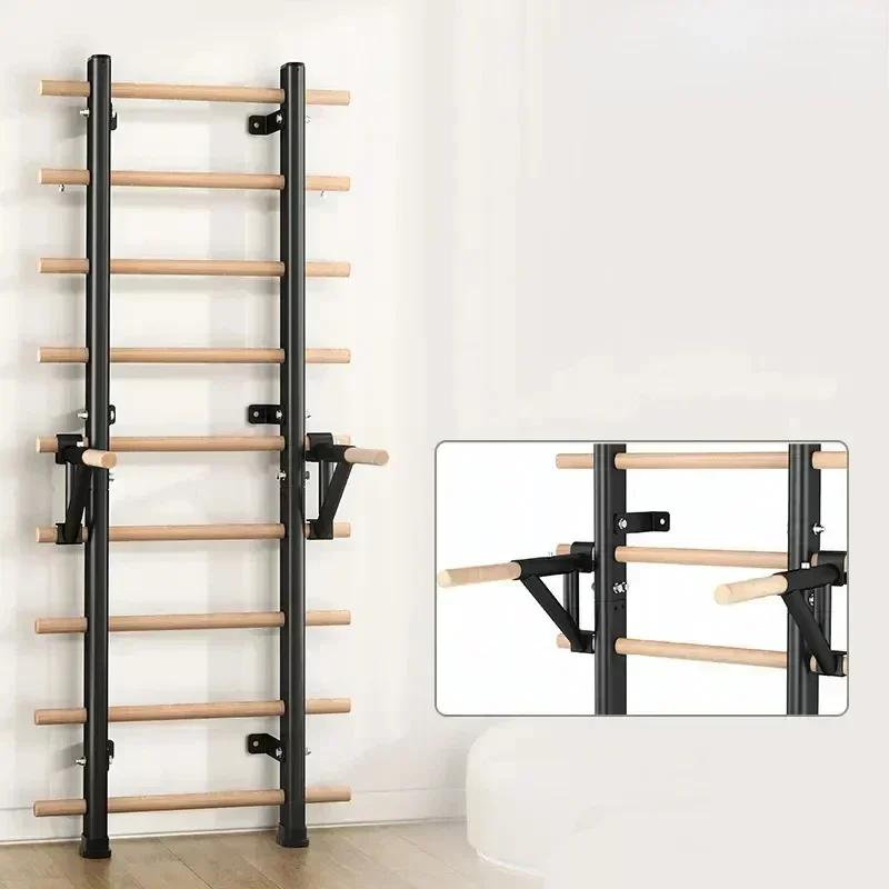 Gym Fitness Rod Wall Mounted Wooden Swedish Ladder