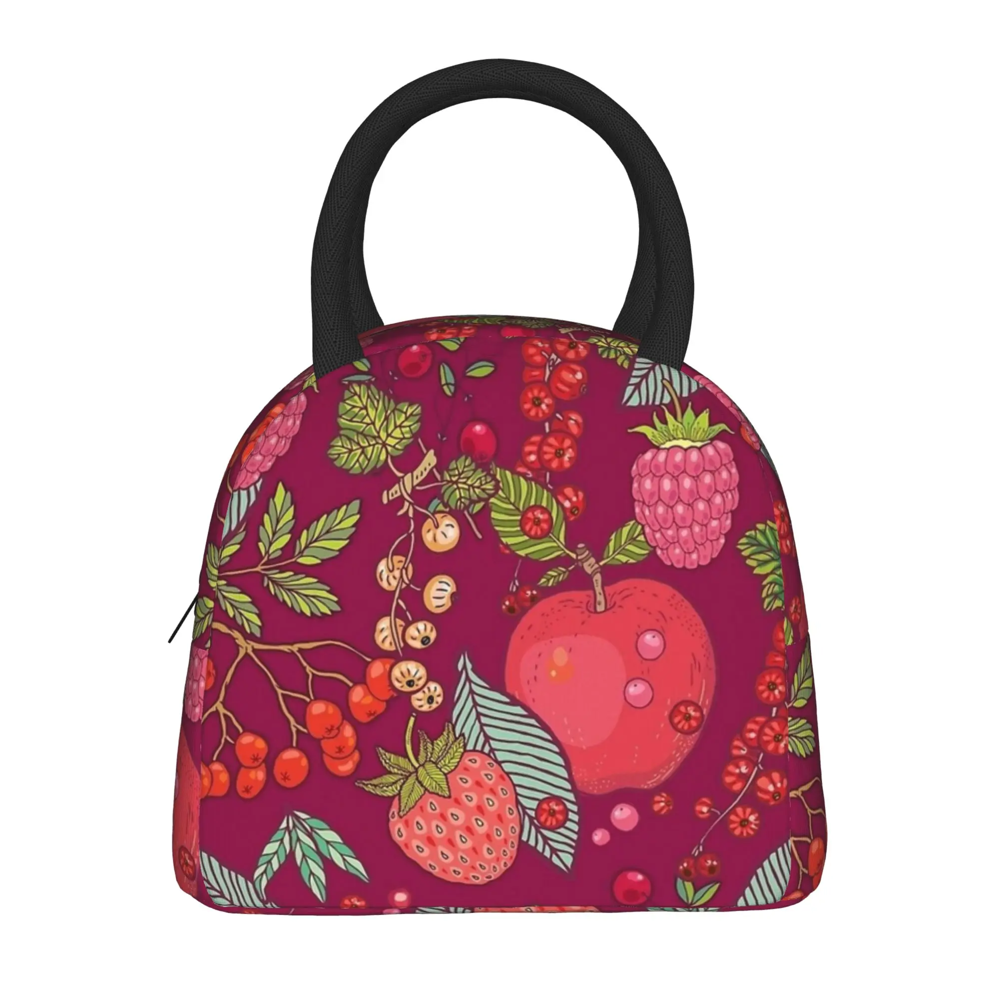Kawaii Red Strawberry  Insulated Lunch Bag Thermal Bag Meal Container Cartoon Fruit Large Tote Lunch Box Men Women School