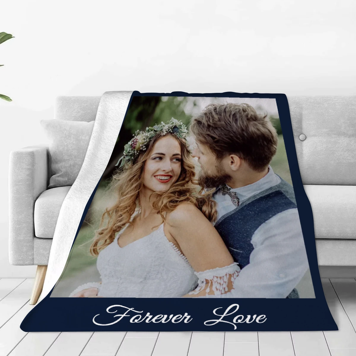 1pc Custom Flannel Blanket, Your Photo Desigin for Anniversary Mom Dad Sis Bro Lover, Valentine's Day Christmas New Year Gift