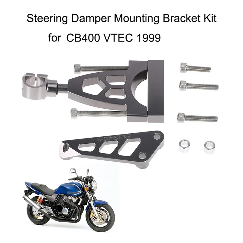 Amortiguador de dirección de aluminio, kit de soporte de montaje para CB400 VTEC CB400SF 1999-2015