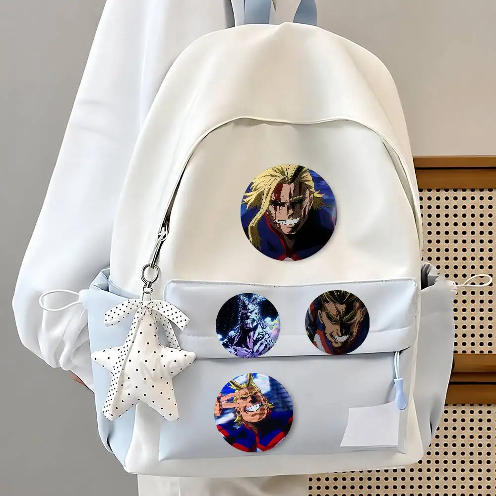 All Mi-ght Creative Round Button Pins Badge Set Cartoon Anime Movie Music Pattern Brooches For Bags Jackets