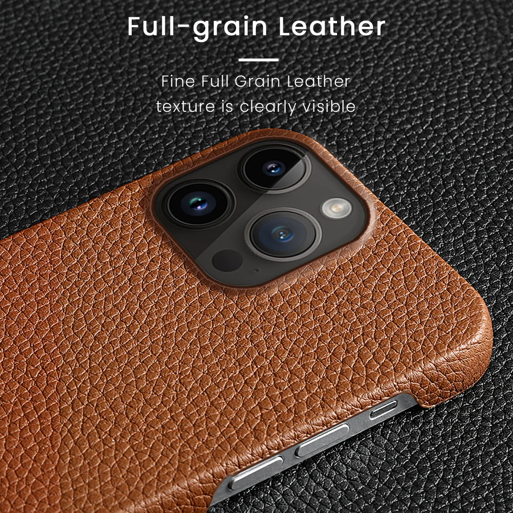 LANGSIDI Luxury Genuine Cowhide Leather Phone Case for iPhone 15 Pro Max 15Pro 14Pro Luxury Shockproof Back Cover