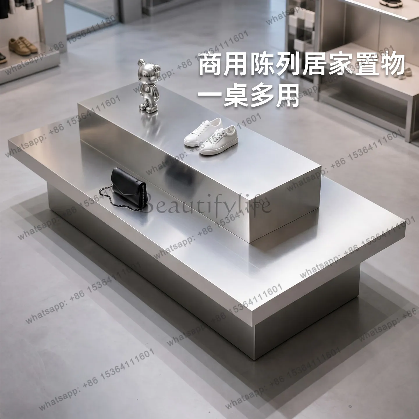Clothing store Nakajima table display stand Stainless steel high-end display stand