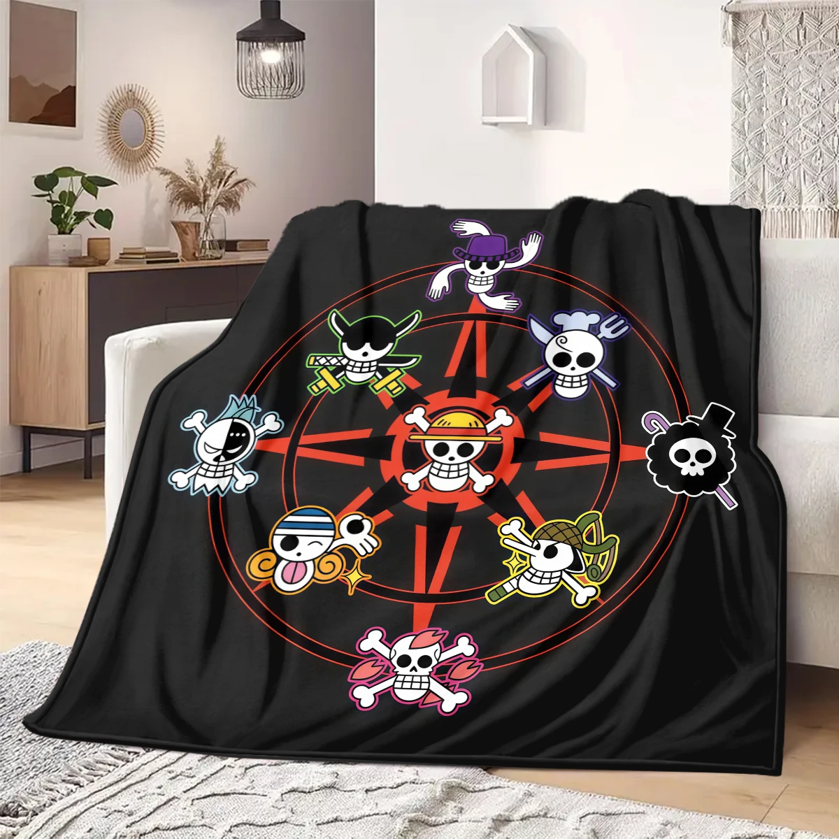 ONE PIECE Straw Hat Pirates Print Blanket Warm Comfortable Flannel Blanket Suitable for Bedrooms,Sofas, Beds,Chairs -QIAO112