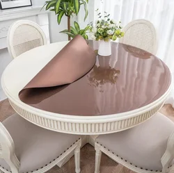 Round Table Cloth Plastic Waterproof Oilproof Table Cover Kitchen Pattern Oil Glass High Quality Soft Cloth Tablecloth