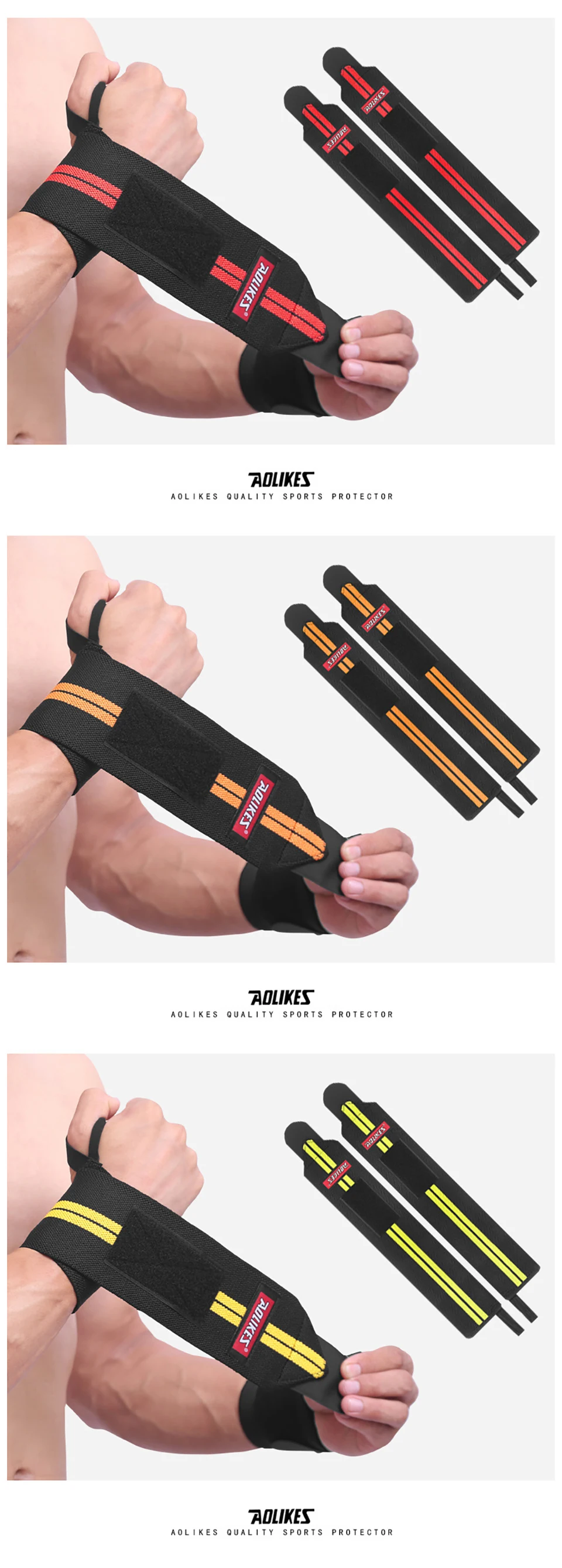 AOLIKES Fitness Handgelenkbandagen Gewichtheben Gym Handgelenkstützen Cross-Training Gepolsterte Daumenbandage Krafttraining Handunterstützung Handgelenkband – Detail 14