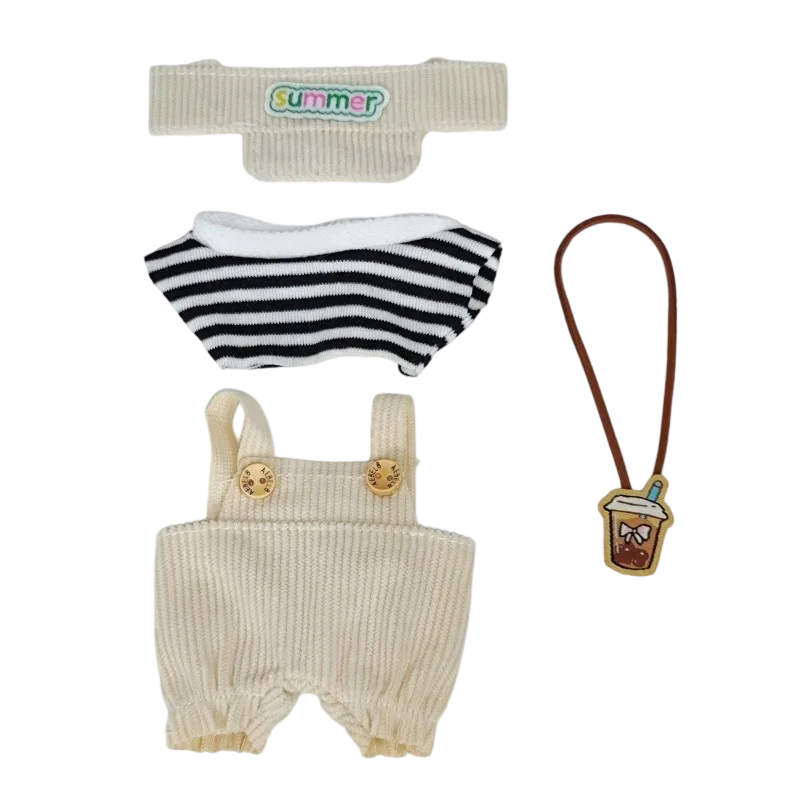 Mode Kleidung Ropa Labubu Kleidung Outfit Puppe Zubehör Für 15/17cm Labubu V2 V1 Plüsch Puppe Hosenträger anzug