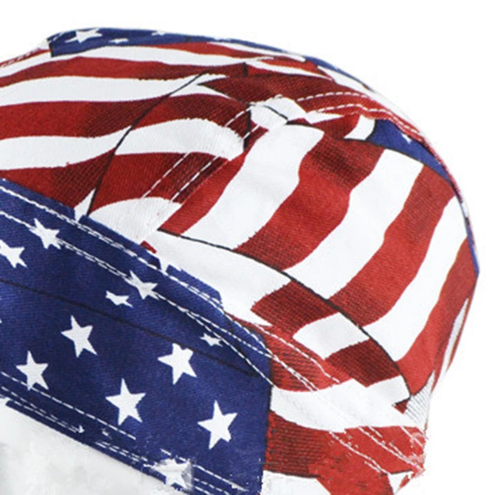 

2pcs Cotton Turban Hat American Flag Pattern Sports Skull Cycling Cap Thickened Breathable Outdoor Headwear For Men Women Truck