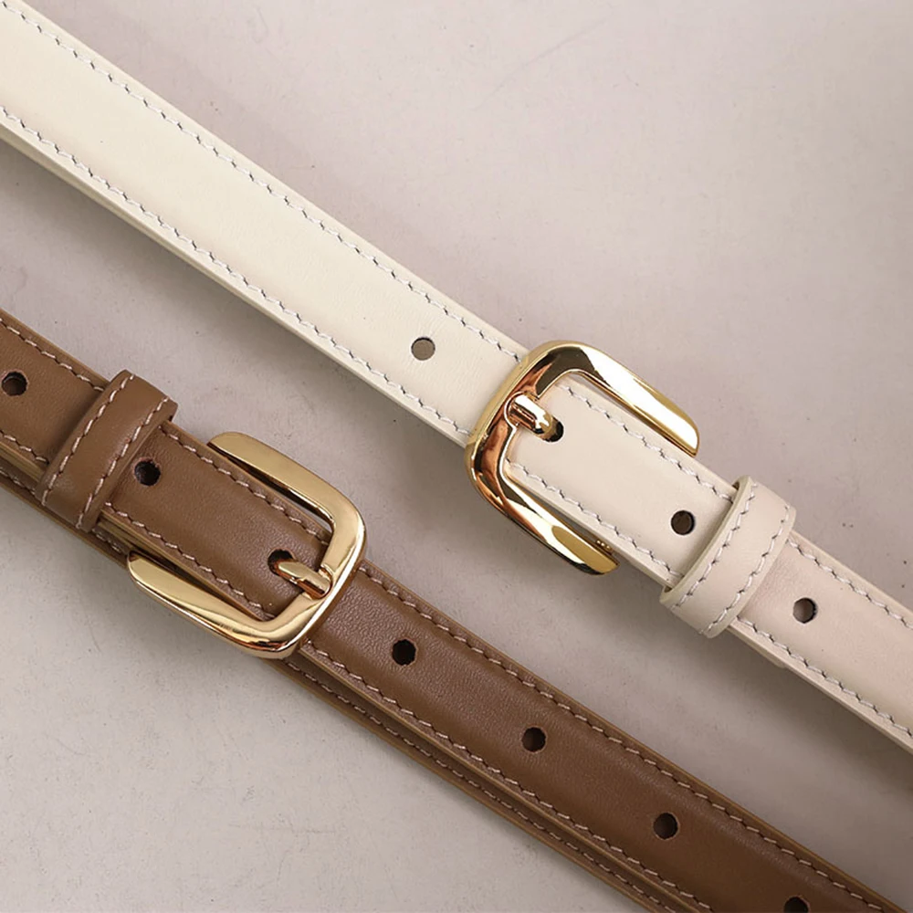 

First Layer Cowhide Women's Belt Summer 2025 New All-Matching Ins Style Leather Decoration with Skirt Narrow Pants Belt
