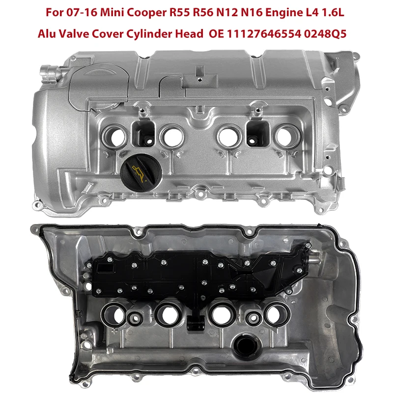 

Aluminum Engine Valve Cover Cylinder Head 11127646554 For 07-16 Mini Cooper R55 R56 N16 N12 1.6L 11127553799 0248Q5 11127567162