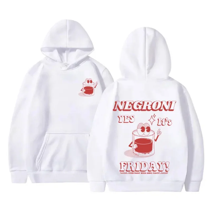 

Funny Drink Negroni Yes It's Friday Graphics Hoodie Men Gothic Vintage Cartoon Oversized Sweatshirt Male Harajuku Cotton Hoodies