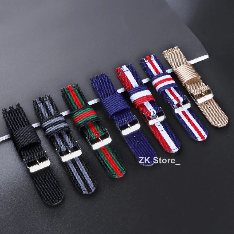 17mm 19mm 20mm Nylon Wristband Strap for Swatch Watchband Woven Canvas Fabric Band Men Military Sport Quick Release Bracelet