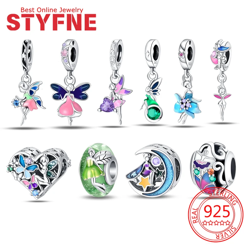 

925 Sterling Silver Chaems Butterfly Flower Girl Beads Fit Bracelet Necklace Accessories Bead Jewelry Making Fine Jewelry Gift