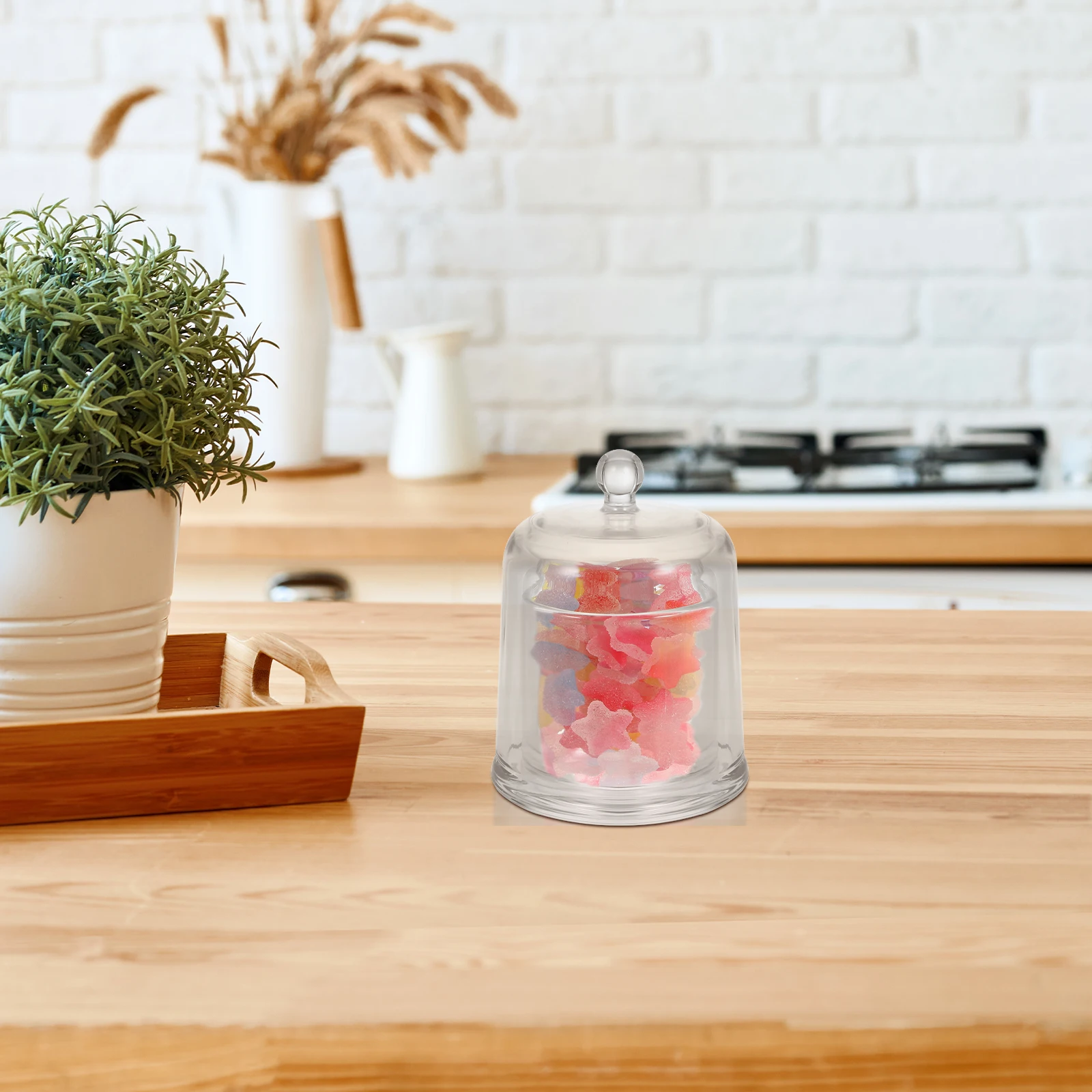 

1 комплект, стеклянная банка для конфет, прозрачный держатель, стеклянный купол, романтический держатель для украшения дома, офиса, кафе с куполом