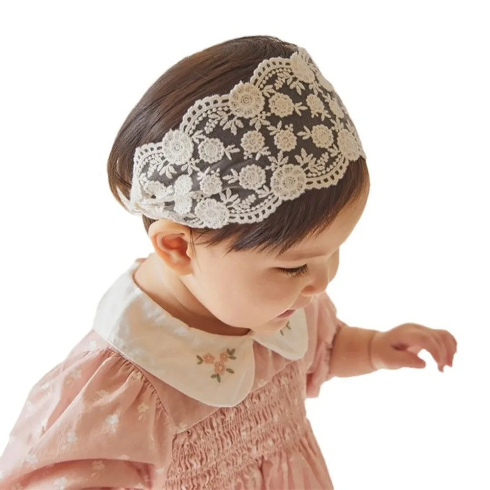 

Fashion Wave Lace Baby Headband Flower Embroidered Infant Hairband Korean Style Turban Elastic Hair Hoop Kids