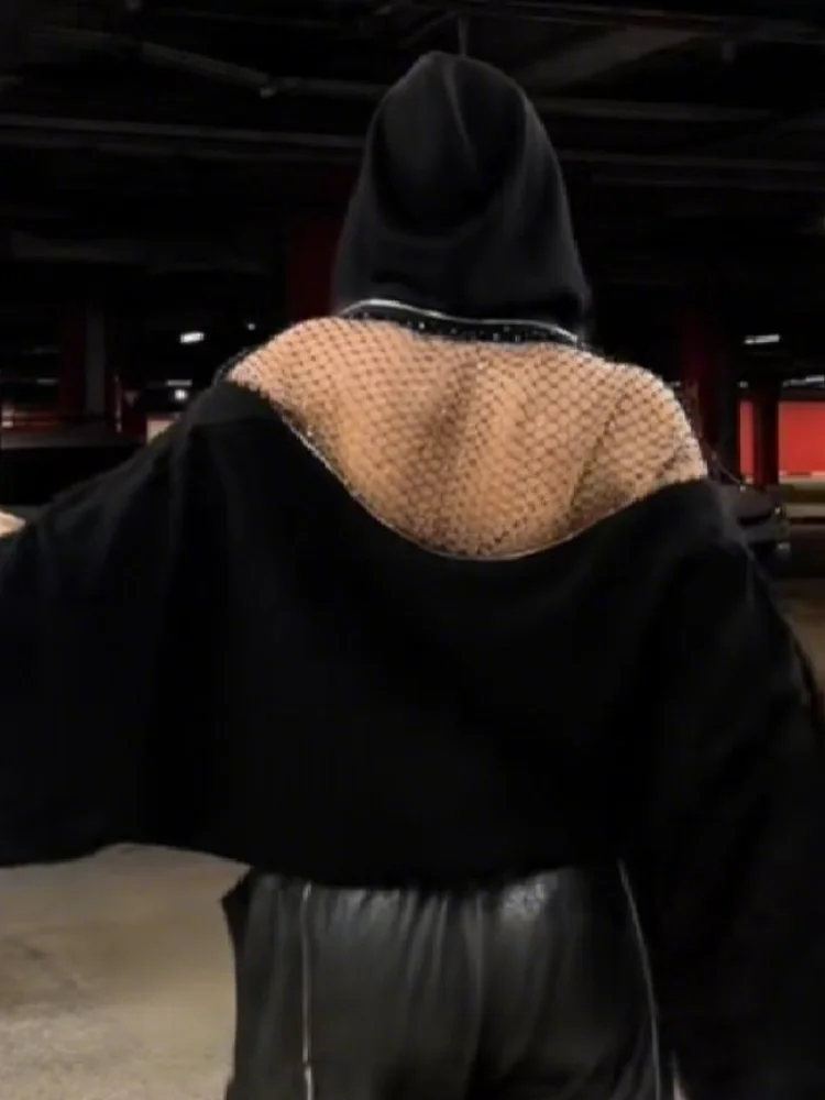 カジュアルシックなファッションフード付きスウェットシャツ背中の開いたデザイナートレンド女性トップススタイリッシュな秋クールクラシックスポーツ婦人服