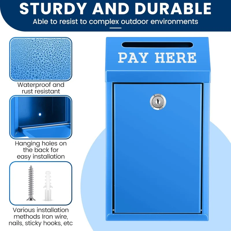 صندوق النقود الآمن، صندوق التبرع المعدني مع قفل مثبت على الحائط، صندوق بريد محفور مسبقًا، توصيل بالو المنزل والمكتب في الهواء الطلق