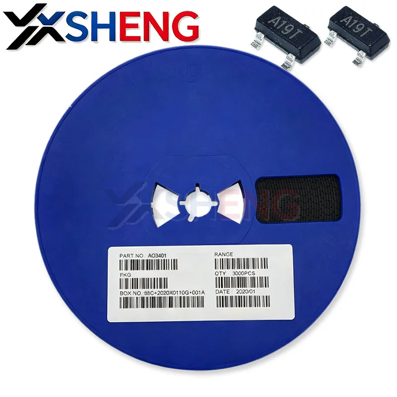 100PCS~3000PCS SOT23-3 AO3401 A19T MOSFET SOT IC Chip
