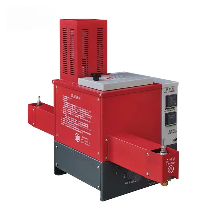 Double Head Hot Melt Gluing Machine Air Pump Type Semi-Automatic Chassis Gluing for Fore   Leather
