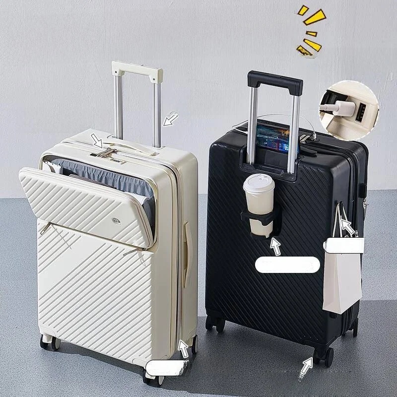 

Robust Expandable Lage Suitcase for Women 20 Inch Multifunctional Front Opening Carry on Suitcase Travel Password Box