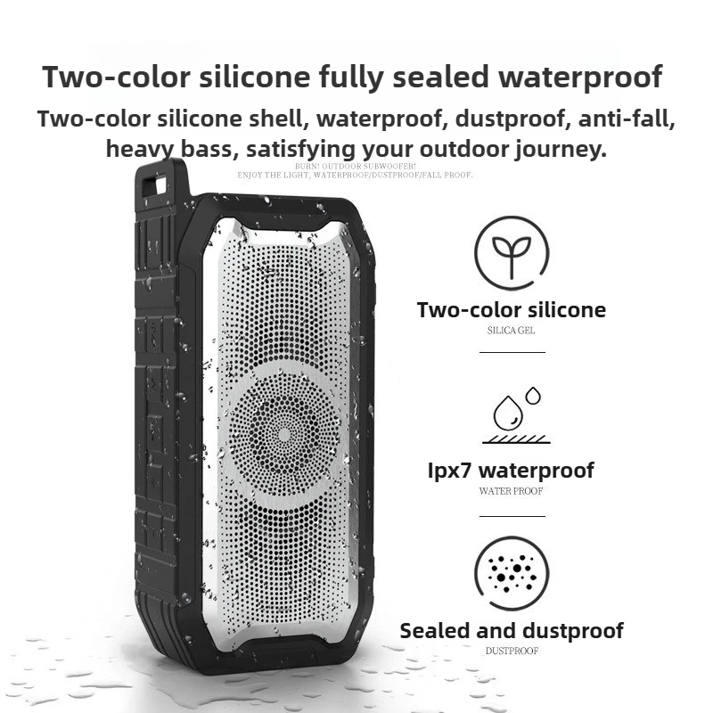 Водонепроницаемый Bluetooth-динамик IPX7 Портативный умный стерео сабвуфер Водонепроницаемые уличные силиконовые колонки Радио TF Handfree Call