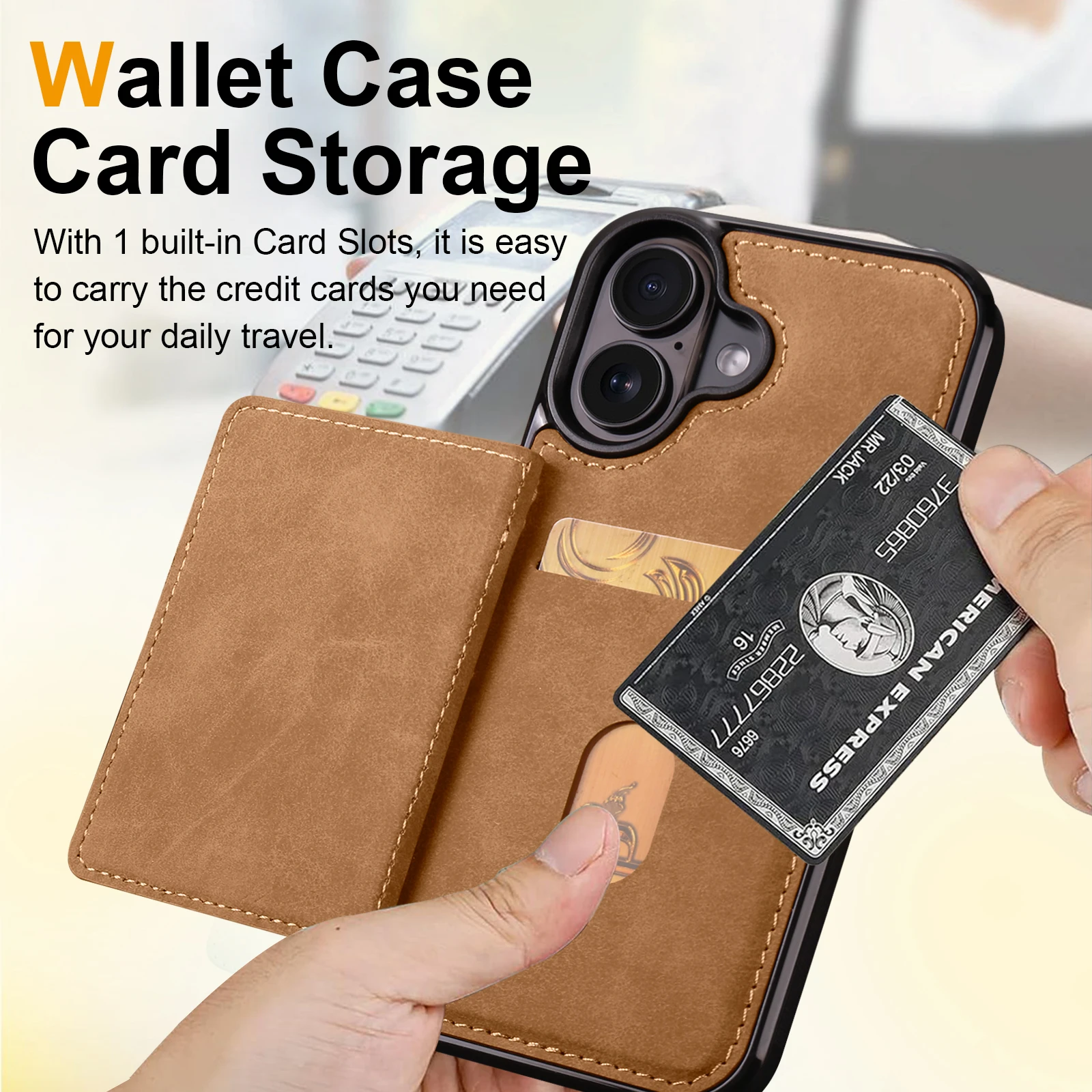 Business Flip Leather Wallet Card Case for iPhone 16 17 Air 16E 15 14 13 12 11 Pro Max Plus Mini Built-in Phone Cover Etui view 3