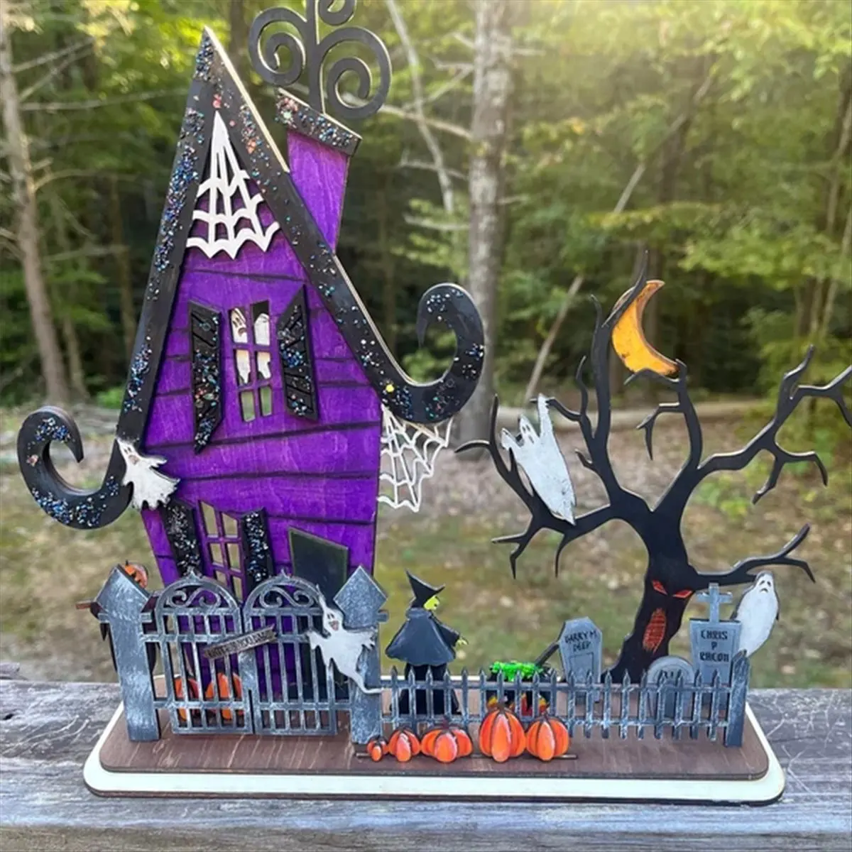 New arrival Halloween Wooden Table Sign Centerpiece Witch Halloween Haunted House Kit for Home Party Hotel Decor