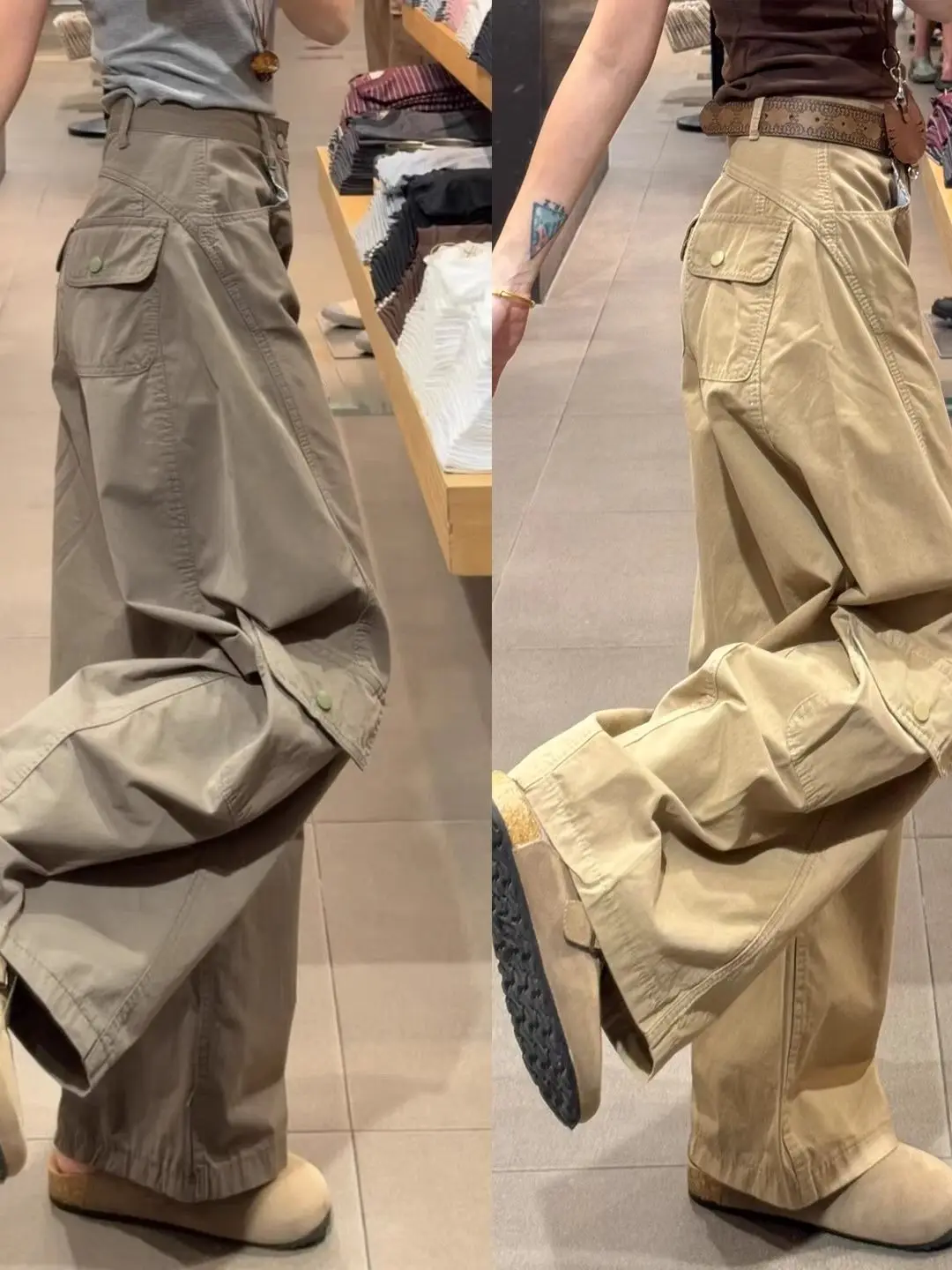 Rétro Qui Dry vêtements de travail pantalons de sport femmes hiver 2025 couteau minceur jambe droite pantalon large taille haute bouton C...