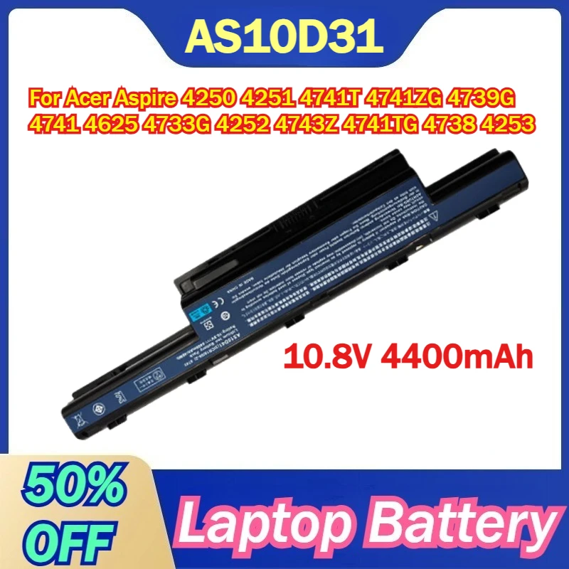 

AS10D31 10.8V 4400mAh Laptop Battery For Acer Aspire 4250 4251 4741T 4741ZG 4739G4741 4625 4733G 4252 4743Z 4741TG 4738 4253