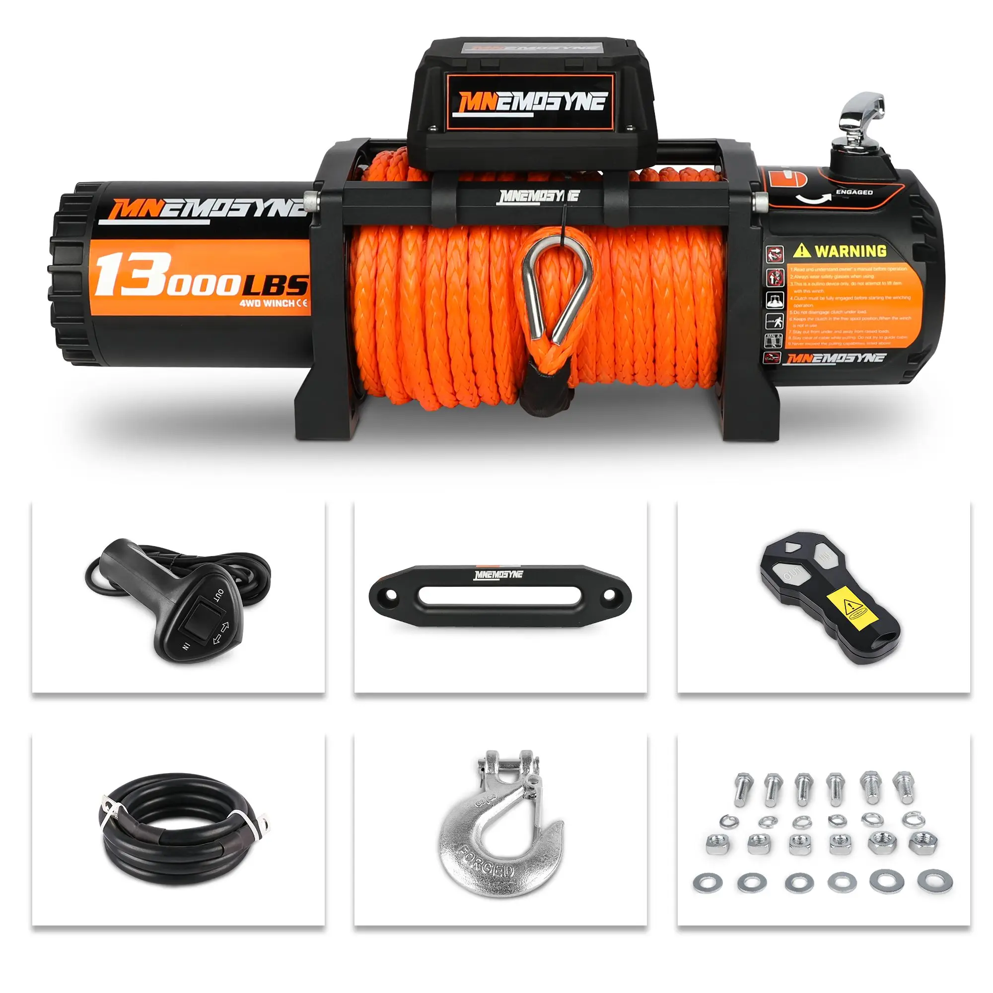 13000LBS Electric Winch 12V Synthetic Rope Sand Towing Truck Trailer Jeep 4WD