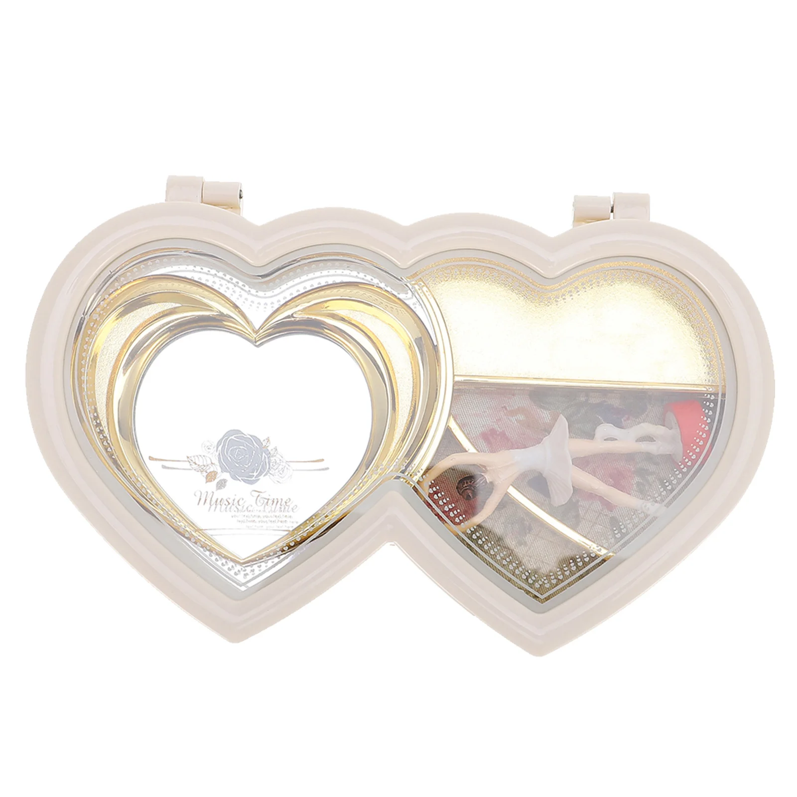 

1Pcs Music Box White Heart Shape Double Heart Ballerina Jewelry Holder Rotating Dancing Girl Desktop Melody Gift