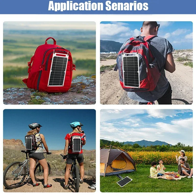 Solar Panel 30W  USB Type-C Waterproof Outdoor Hiking Camping Portable Battery Mobile Phone Charging Bank  Charging Panel  6.8V image 3