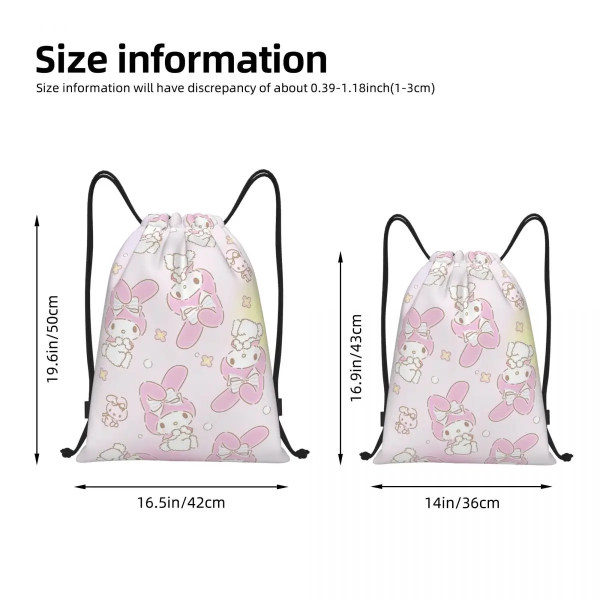 Sanrio Kawaii My Melody Drawstring Backpack Sports Gym Sackpack Anime String Bag for Exercise