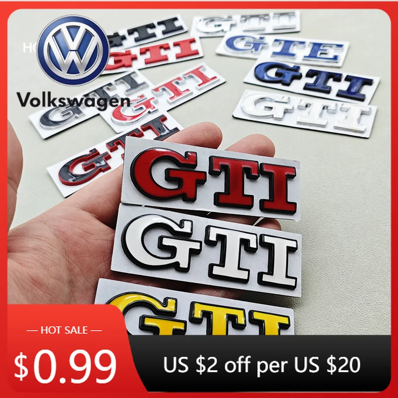 

2026 Hot VOLKSWAGEN 3D Metal Logo GTI Emblem Letters Car Rear Trunk Badge For Volkswagen VW Golf 4 5 6 7 7.5 MK4 MK5 MK6 MK7 GTI