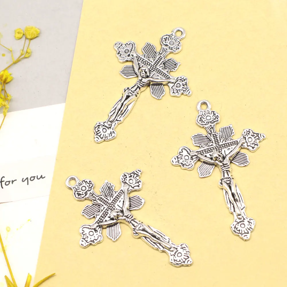 5pcs 30x46mm Cross Charms Pendants For Jewelry Cute Beautiful Jewelry Antique Silver Color