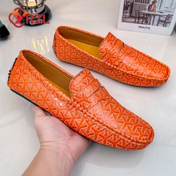 YRZL Men Handmade Loafers Soft Moccasins High Quality Spring Autumn PU Leather Shoes Men Flat Driving Loafers for Men Size 48