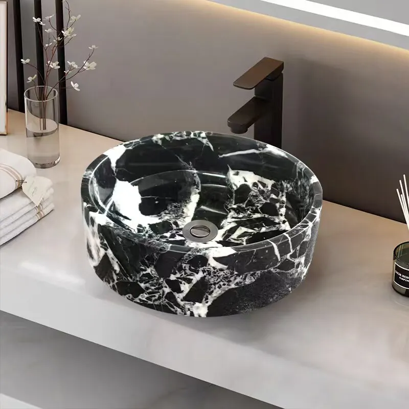 

Роскошная раковина из натурального мрамора для ванной комнаты, умывальник, интегрированный элемент для домашнего декора