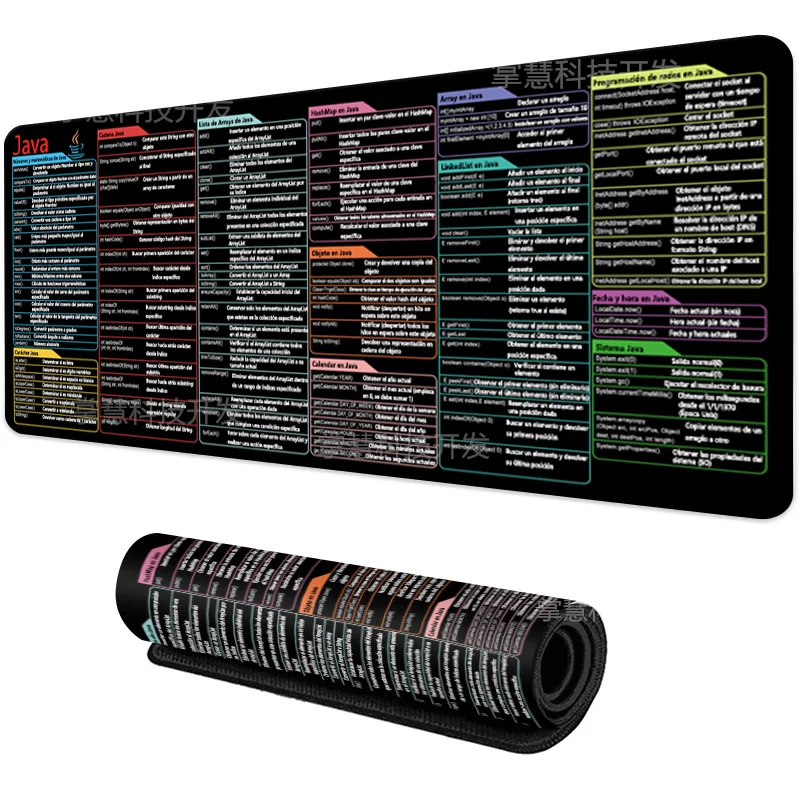 Spanish Java Programing Mouse Pad Large Extended Shortcuts Keyboard Mousepad Cheat Sheet Non-Slip Desk Mat for Software Engineer