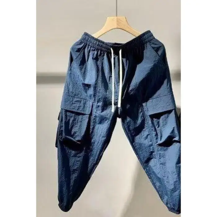 

Мужские брюки из ледяного шелка: модные, универсальные, свободные, спортивные, быстросохнущие, с манжетами, прямые, повседневные