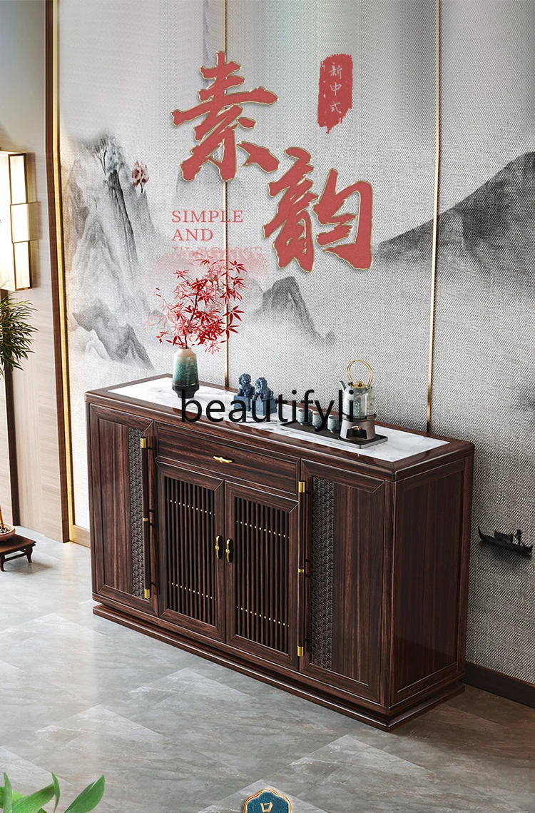 New Chinese-style dining side cabinet, living room solid wood, tea cabinet for home use, locker against the wall