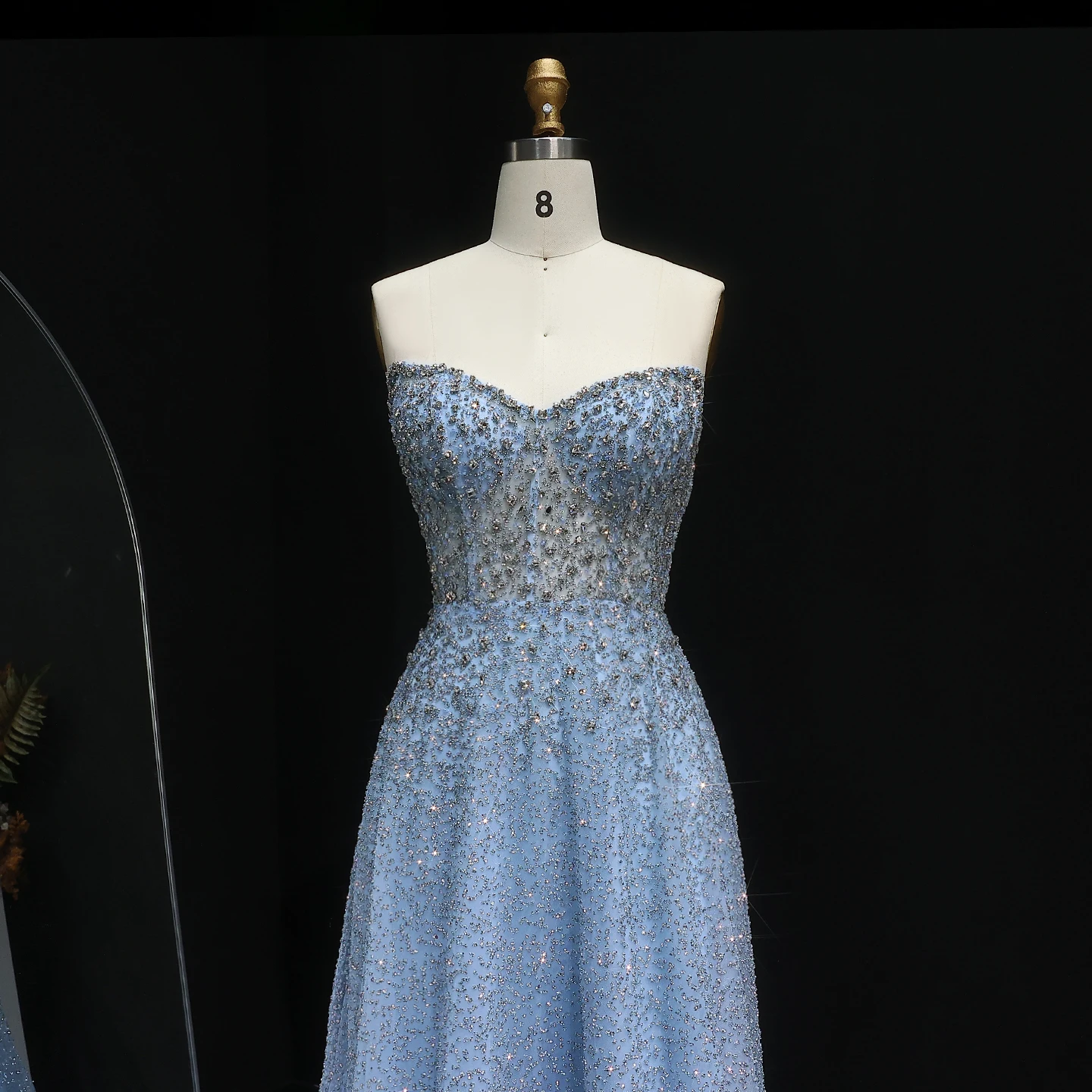 Sharon Said Bling Blaues Kristall-Luxus-Abendkleid in Übergröße für Hochzeitsfeier, Formelle Kleider SS699 Maßanfertigung – Detail 6