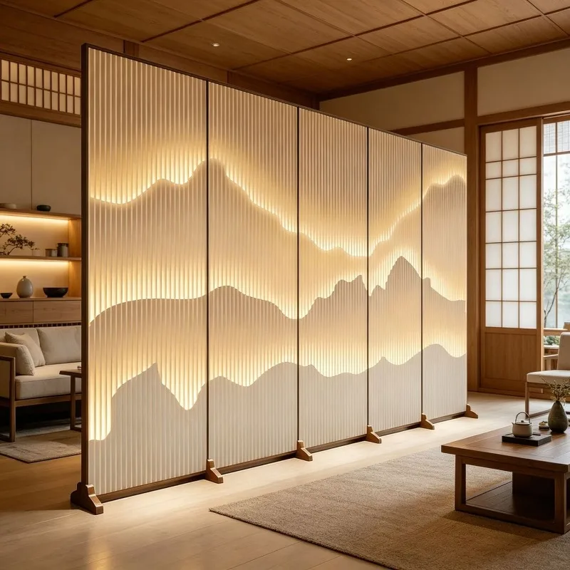 Customized light luxury new Chinese screen, partition the living room to block the office entrance, simple foldable mobile