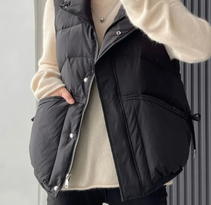 

Down Cotton Women's Vest 2026 New Fashion Waistcoat Versatile Autumn Winter Solid Color Waistcoat Warm Jacket Women's Vest