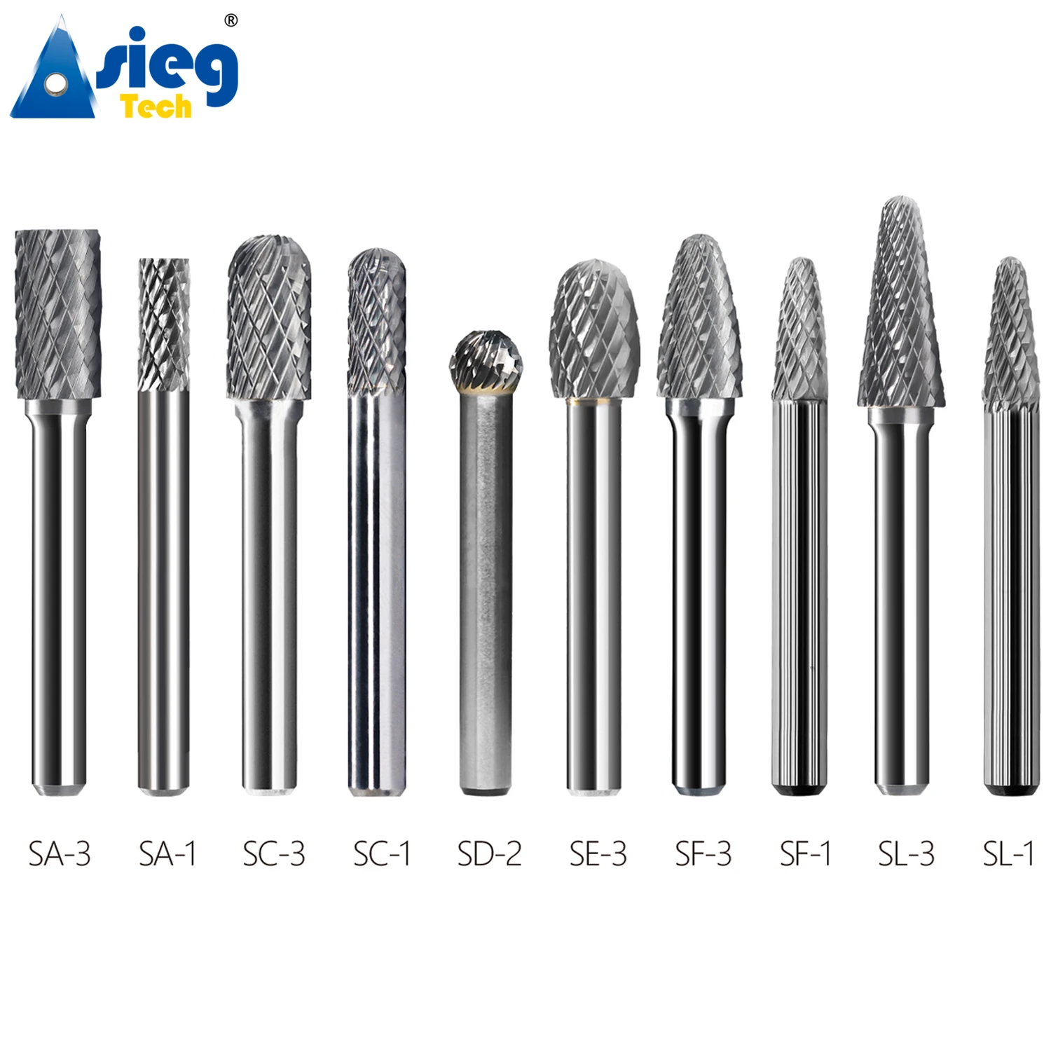 

10pcs Carbide Burr Set Die Grinder Bits Rotary Files 1/4" 6.35mm Shank for Grinding Wood Metal Fits Dremel Reamer Tools