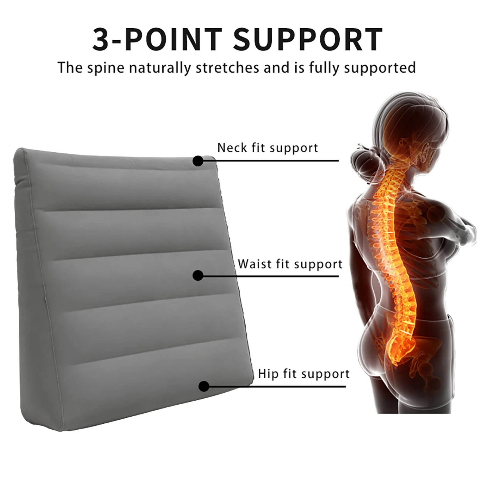 Lumbar Pillow Inflatable Wedge Pillow for Lower Back Lumbar Support Air Cushion Inflatable Footrest for Under Desk Airplane